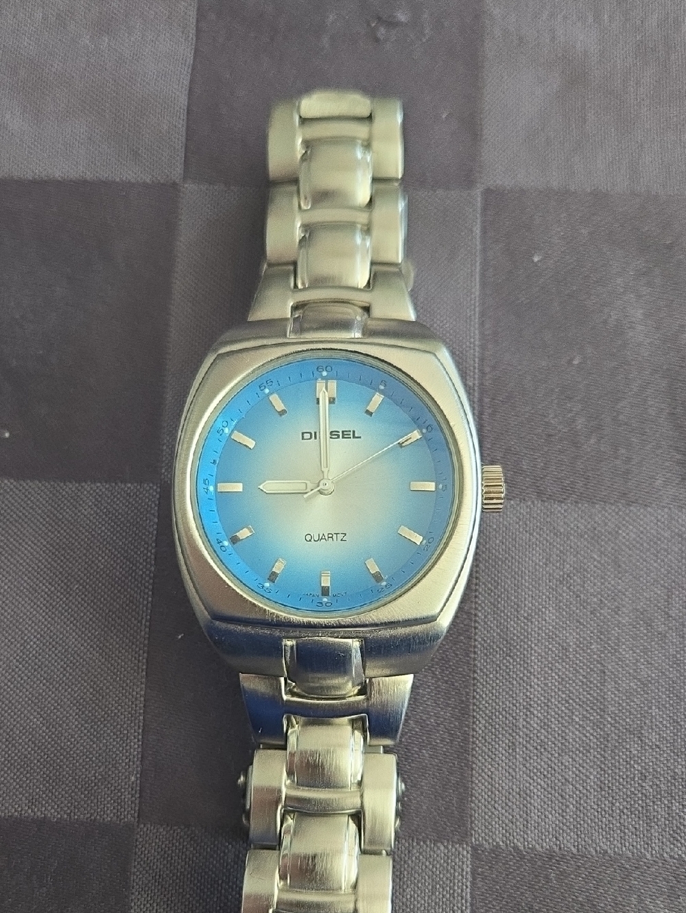 Vintage Diesel Silver Bracelet Watch with Blue Gradient Dial